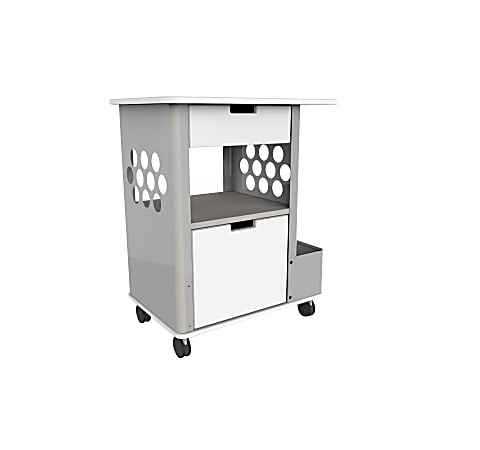 Safco® Focal™ Plastic Rolling 2-Drawer Storage Cart, 33 1/2" x 28" x 20", Silver