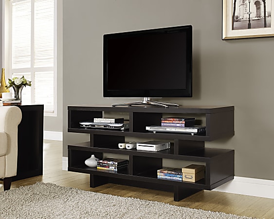 Monarch Specialties Open-Concept TV Stand For Flat-Screen TVs Up To 48", Cappuccino
