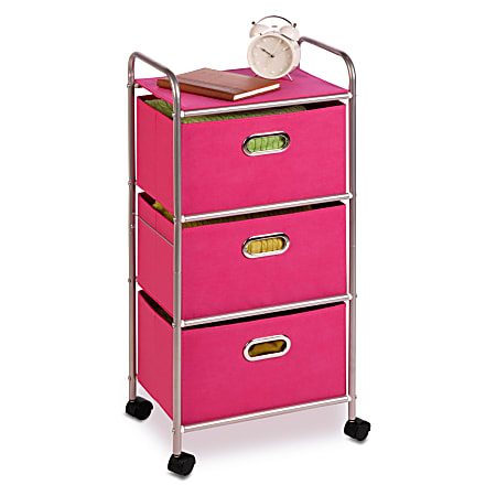 Honey-can-do CRT-02348 3-Drawer Rolling Fabric Cart, Pink - 3 Drawer -  11.5