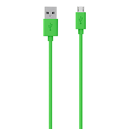 Belkin® Micro USB-To-USB ChargeSync Cable For Most Samsung Cell Phones, 4', Green
