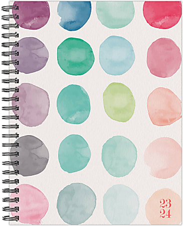2023-2024 Willow Creek Press Softcover Weekly/Monthly Academic Planner, 11-1/2” x 8”, Organic Watercolor Dot, July 2023 To June 2024 