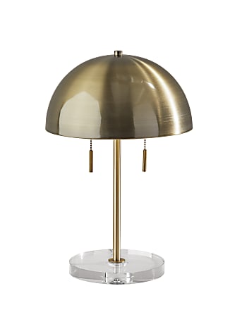 Adesso® Simplee Dome Table Lamp, 18"H, Antique Brass/Clear