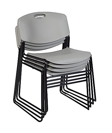 Regency Zeng Polyurethane Armless Stacking Chairs, Black/Gray, Set Of 4 Chairs