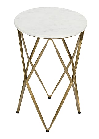 Coast to Coast Audrey Accent/End Table, 24"H x 16"W x 16"D, Tulle White/Brassy