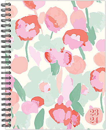 2023-2024 Willow Creek Press Softcover Weekly/Monthly Academic Planner, 11-1/2” x 8”, Painted Blossoms, July 2023 To June 2024 