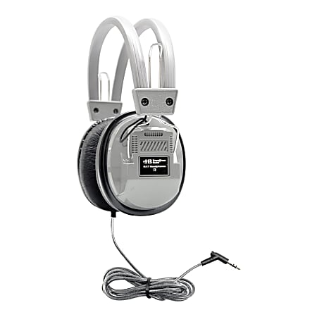 HamiltonBuhl™ SchoolMate™ Deluxe HA7 Mono/Stereo Headphones With 3.5mm Plug, Silver/Black