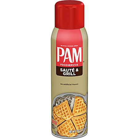 PAM Coating Saute & Grill Spray Aerosol, 17 Oz, Pack Of 6 Cans