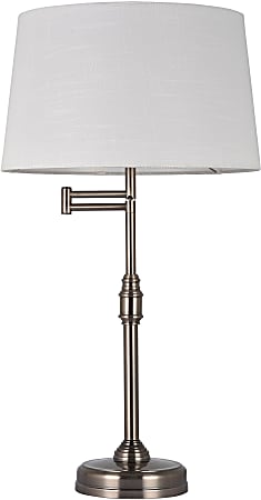 Adesso® Simplee Swing Arm Table Lamps, 26-2/5"H, White/Antique Pewter, Set Of 2 Lamps