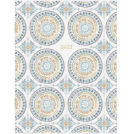 Cambridge® Santiago Monthly Planner, 8-1/2" x 11", Blue/Yellow/Orange, January To December 2022, 1570-091