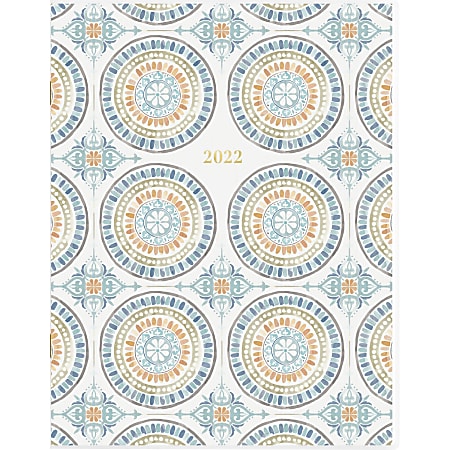 Cambridge® Santiago Monthly Planner, 8-1/2" x 11", Blue/Yellow/Orange, January To December 2022, 1570-091