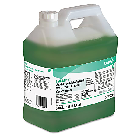 Diversey™ Bath Mate™ Acid-Free Disinfectant Washroom Cleaner Concentrate, Fresh Scent, 192 Oz Bottle, Case Of 2