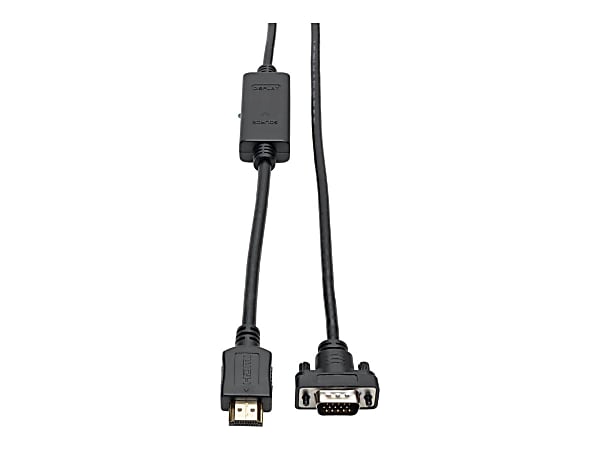 Tripp Lite HDMI to VGA Active Adapter Cable Low Profile HD15 M/M 1080p 6ft - 5.91 ft - 1 x HDMI Male Digital Audio/Video - 1 x HD-15 Male VGA - Gold Plated Connector - Gold Plated Contact - Shielding - Black