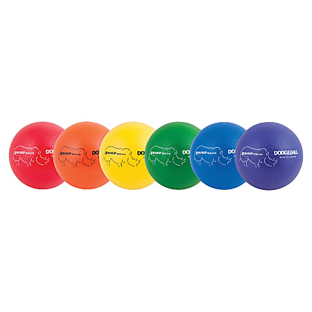 Champion Sports Rhino Skin Low Bounce Dodgeball Set - 8" - Low Density Foam - Red, Orange, Yellow, Green, Blue, Purple - 15 / Pack