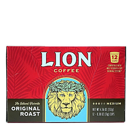 Lion Coffee Single Serve Pods, Original Roast, Pack Of 12 Pods