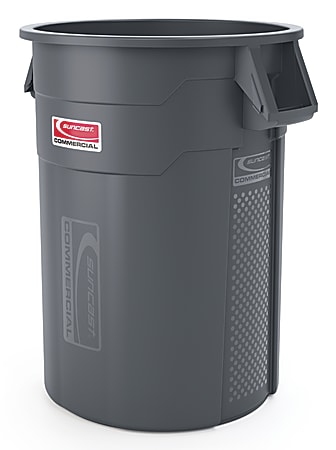 Suncast® Commercial Oval HDPE Utility Trash Can, 55 Gallons, Gray