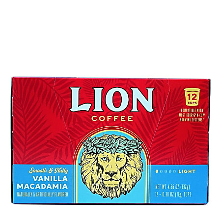 Lion Coffee Single Serve Pods, Vanilla Macadamia, Pack Of 12 Pods