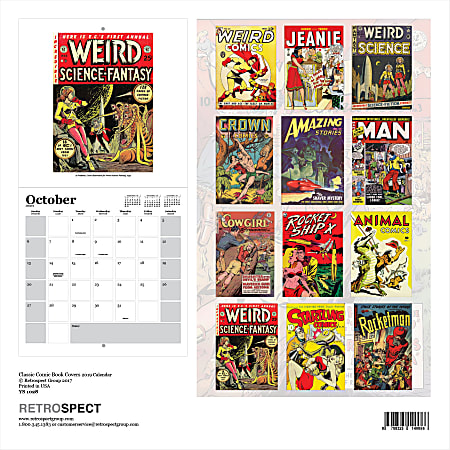 Retrospect Square Monthly Wall Calendar Classic Comic Book Covers 12 12 ...