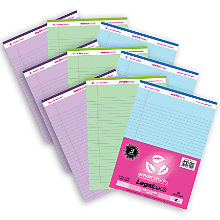 Roaring Spring Paper Products Enviroshades Legal Pad, Standard, Assorted Colors, 3 Per Pack, Set Of 3 Packs