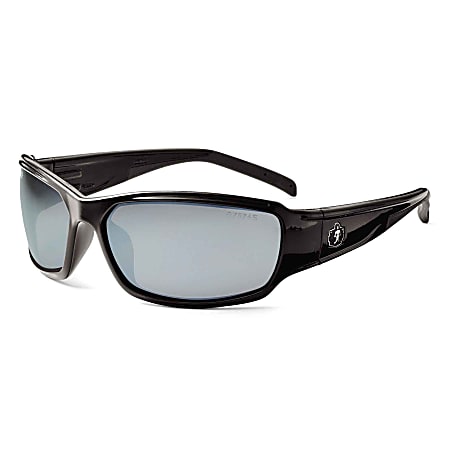 Ergodyne Skullerz® Safety Glasses, Thor, Black Frame, Silver Mirror Lens