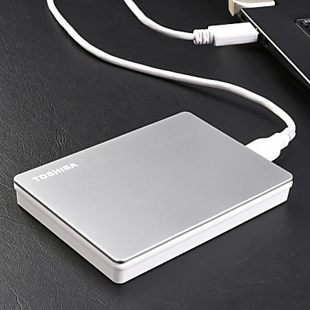 Toshiba Depot Drive Flex Portable External Hard 2TB - Silver Office Canvio