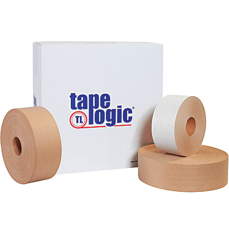 Tape Logic® Reinforced Water-Activated Packing Tape, #7500, 3" Core, 3" x 150 Yd., Kraft, Case Of 10