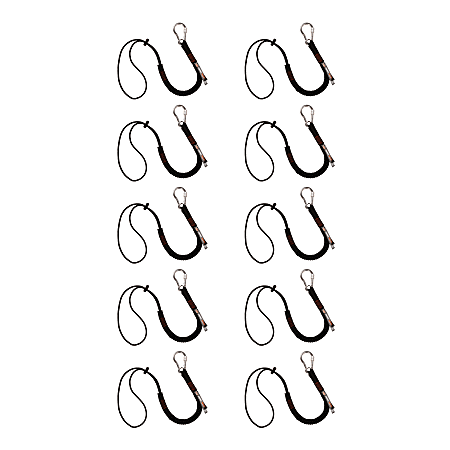 Ergodyne Squids® 3105 Economy Single-Carabiner Tool Lanyard, 32", Black, Pack Of 10 Lanyards