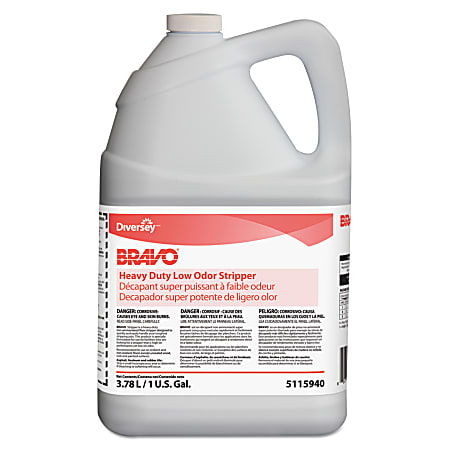 Diversey™ Bravo® Heavy-Duty Low-Odor Floor Stripper, 128 Oz Bottle, Case Of 4