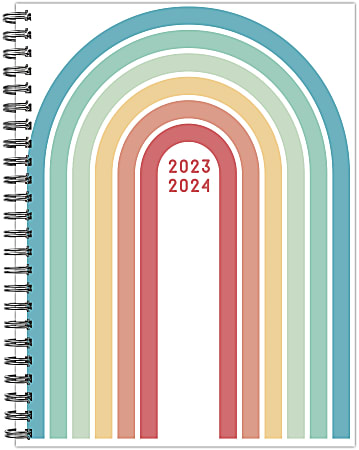 2023-2024 Willow Creek Press Softcover Weekly/Monthly Academic Planner, 9” x 6-1/2”, Retro Rainbow, July 2023 To June 2024 