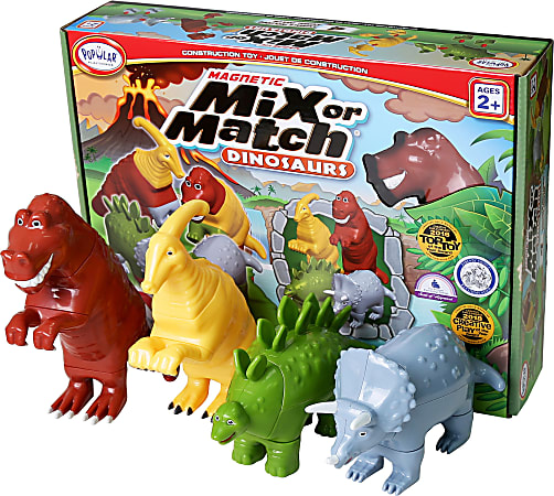 Popular Playthings Magnetic Mix Or Match Dinosaurs, Assorted Colors, Pack Of 4 Dinosaurs