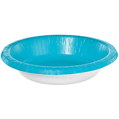 Amscan Paper Bowls, 20 Oz, Caribbean Blue, 20 Bowls Per Box, Case Of 5 Boxes