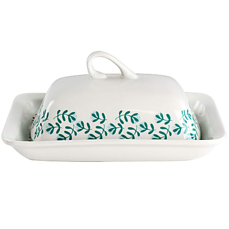 Gibson Home Village Vines 2-Piece Fine Ceramic Butter Dish Set, Multicolor