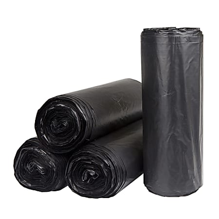 Inteplast HDPE Can Liners, 22 Microns, 38" x 60", Black, Pack Of 150 Liners