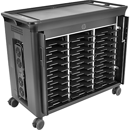 HP 30-Notebook Charging Cart, 42"H x 24.8"W x 48.7"D, Black