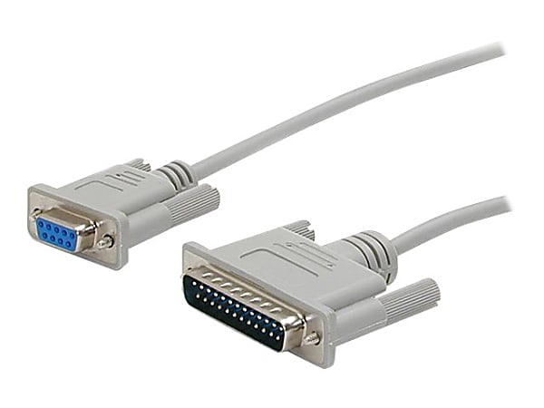 StarTech.com 10 ft Cross Wired DB9 to DB25 Serial Null Modem Cable - F/M - Null modem cable - DB-9 (F) to D - SCNM925FM