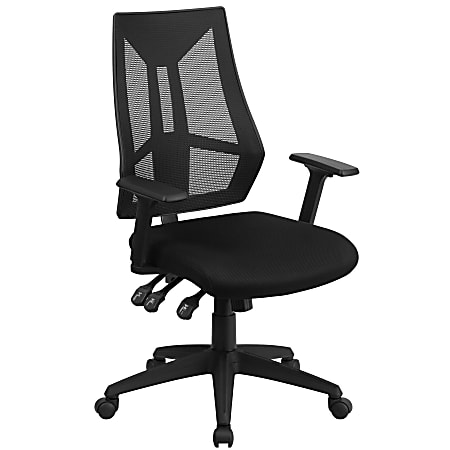 Flash Furniture High Back Mesh Multifunction Swivel Ergonomic Task Office Chair with Adjustable Arms, Black