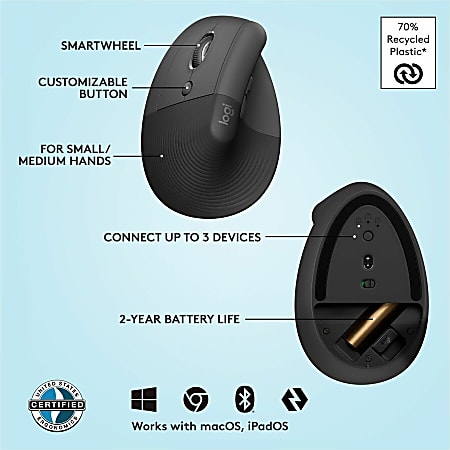 Logitech Lift Left Vertical Ergonomic Mouse Left handed