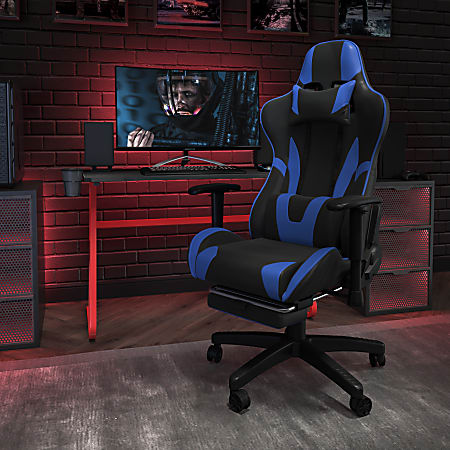 Flash Furniture X30 LeatherSoft Gaming Racing Chair, Blue/Black