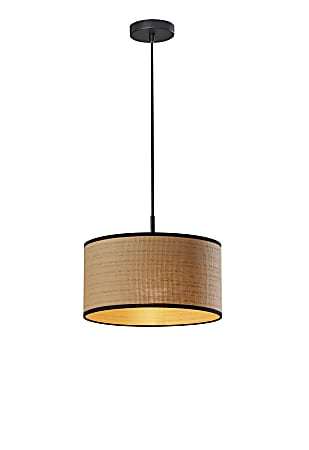 Adesso® Harvest Drum Lamp, 15"W, Natural Shade/Black Base