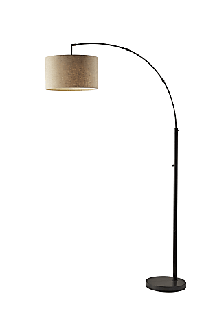 Adesso® Preston Arc Lamp, 76”H, Dark Bronze/Light Brown