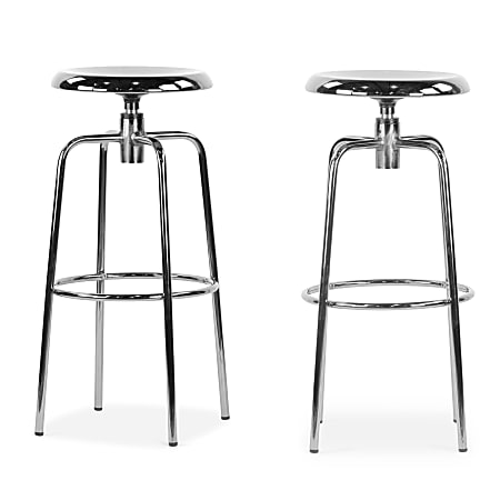 Glamour Home Ayala Chrome Bar Stools, Silver, Set Of 2 Stools