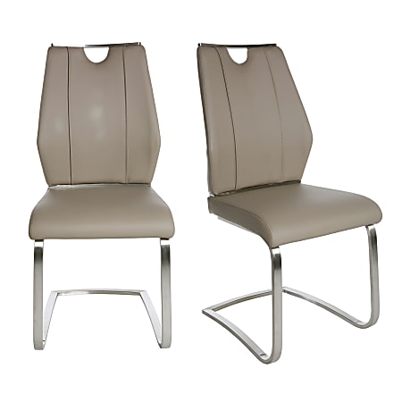 Eurostyle Lexington Side Chairs, Taupe/Brushed Steel, Set Of 2 Chairs
