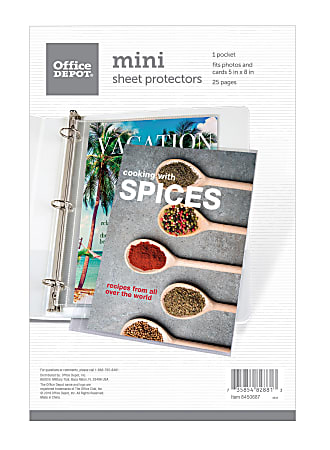 Office Depot® Mini Sheet Protectors, 5" x 8", 1 Sheet Capacity, Clear, Pack Of 25 Protectors