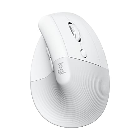 Logitech Lift Vertical Ergonomic Mouse (Off-white) - Optical - Wireless - Bluetooth/Radio Frequency - Off White - USB - 4000 dpi - Scroll Wheel - 6 Button(s) - Small/Medium Hand/Palm Size - Right-handed