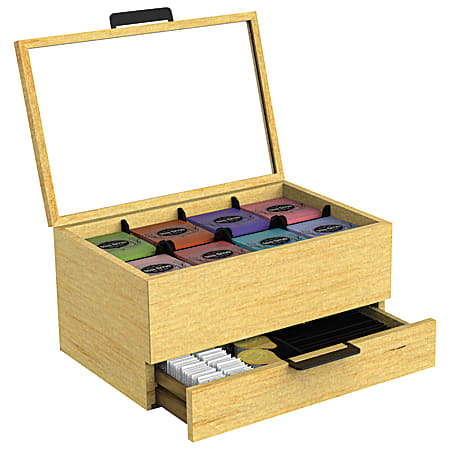 Mind Reader Tea Condiment And Accessory Organizer, 10 3/8"H x 13 1/8"W x 5 1/4"D, Blonde