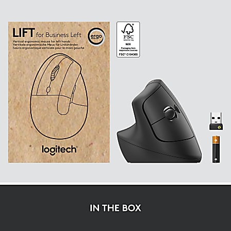 Logitech Lift Left Vertical Ergonomic Mouse, Left-handed, Wireless,  Bluetooth or Logi Bolt USB, Quiet clicks, 4 buttons, compatible with  Windows/macOS/iPadOS, Laptop, PC - Graphite 