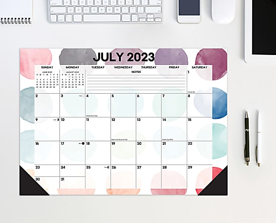 2023-2024 Willow Creek Press Academic Monthly Desk Pad Calendar, 12” x 17”, Painted Dots, July 2023 To June 2024 