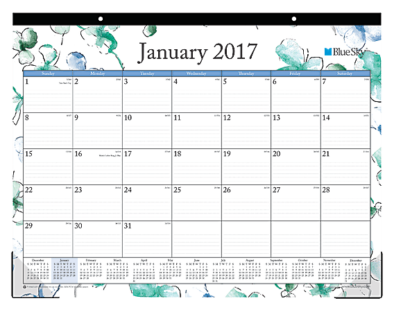 Blue Sky™ Lindley Desk Pad Calendar, 22" x 17", 50% Recycled, January-December 2017