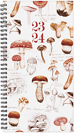 2023-2024 Willow Creek Press Academic Weekly/Monthly Spiral Planner, 4” x 6-1/2”, Mushroom Study, July 2023 To June 2024 