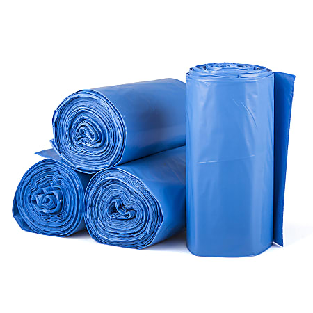 Inteplast LLDPE Can Liners, 1.5 mil, 40" x 46", Blue, Pack Of 125 Liners