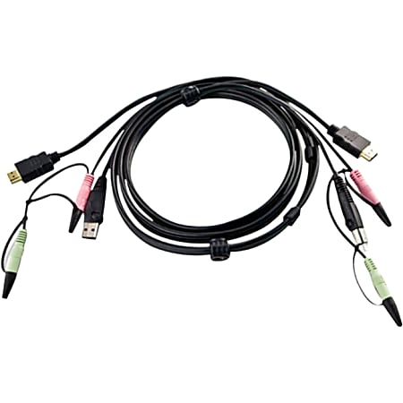 ATEN USB HDMI KVM Cable - 5.91ft HDMI/Mini-phone/USB KVM Cable for KVM  Switch - Black